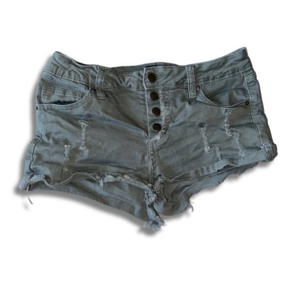 Angel Kiss Camo Green Jean Shorts 5